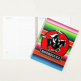 Eigen naam Charro Horse Spaanse Mexicaanse Serape Planner