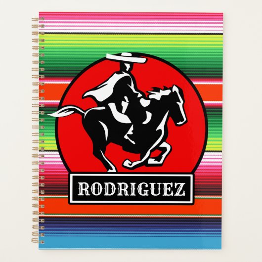 Eigen naam Charro Horse Spaanse Mexicaanse Serape Planner (Voorkant)