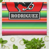 Eigen naam Charro Horse Spaanse Mexicaanse Serape Theedoek (Gevouwen)