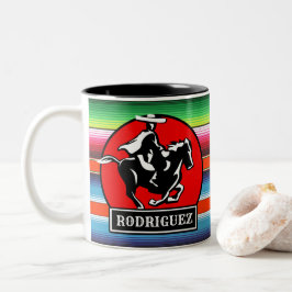 Eigen naam Charro Horse Spaanse Mexicaanse Serape Tweekleurige Koffiemok