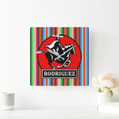 Eigen naam Charro Spanish Fiesta Mexican Serape Vierkante Klok (Huis)