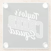 Eigen naam Cheerleader School Varsity Cheer Squad Glazen Onderzetter (Achterkant)