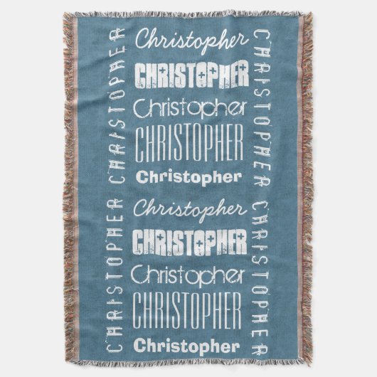 Eigen naam CHRISTOPHER of ENIGE NAAM Blue A11 Deken (Voorkant Verticaal)