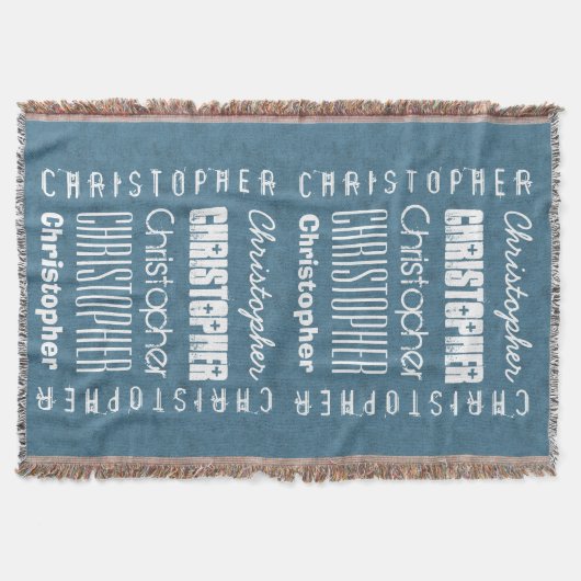 Eigen naam CHRISTOPHER of ENIGE NAAM Blue A11 Deken (Voorkant)