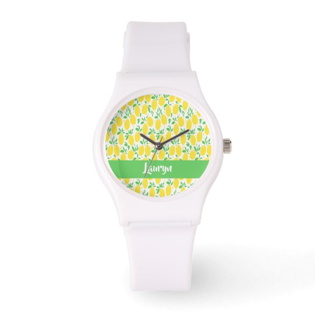 Eigen naam citroenpatroon horloge (Voorkant)