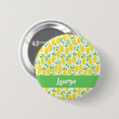 Eigen naam citroenpatroon ronde button 5,7 cm (Voorkant /achterkant)