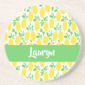 Eigen naam citroenpatroon zandsteen onderzetter (Voorkant)