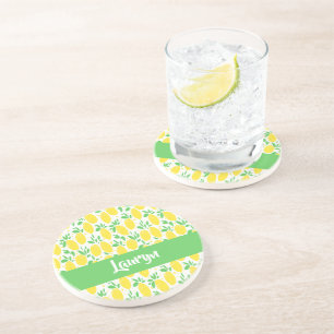 Eigen naam citroenpatroon zandsteen onderzetter