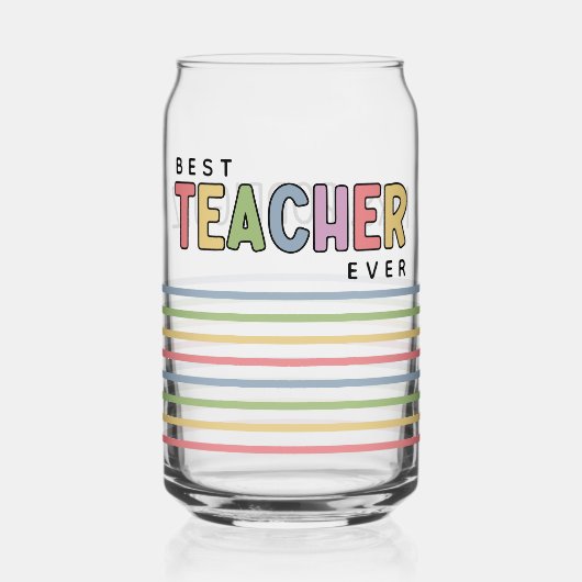 Eigen naam — Colorful Teacher Apprecits — cadeautj Blikvorm Glas (Voorkant)