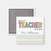 Eigen naam — Colorful Teacher Apprecits — cadeautj Magneet (Voorkant / Achterkant)