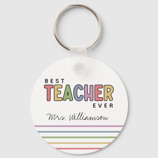 Eigen naam — Colorful Teacher Apprecits — cadeautj Sleutelhanger (Voorkant)