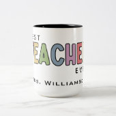 Eigen naam — Colorful Teacher Apprecits — cadeautj Tweekleurige Koffiemok (Center)