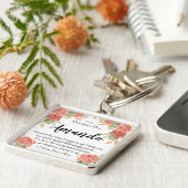 Eigen naam Coral Red Rose Bericht voor moeder Sleutelhanger (Zijkant)