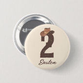 Eigen naam Cowboy Pet 2 2e tweede verjaardag Ronde Button 5,7 Cm (Voorkant /achterkant)