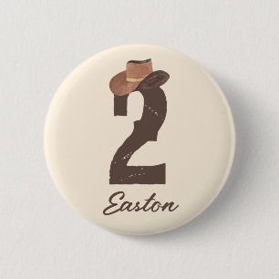 Eigen naam Cowboy Pet 2 2e tweede verjaardag Ronde Button 5,7 Cm