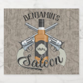 Eigen naam Cowboy Revolver Pistool Whiskey Saloon Bier Etiket (Enkel label)