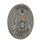 Eigen naam Cowboy Revolver Pistool Whiskey Saloon Dartbord (Voorkant Links)
