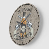 Eigen naam Cowboy Revolver Pistool Whiskey Saloon Grote Klok (Hoek)