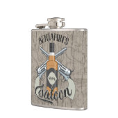 Eigen naam Cowboy Revolver Pistool Whiskey Saloon Heupfles (Links)