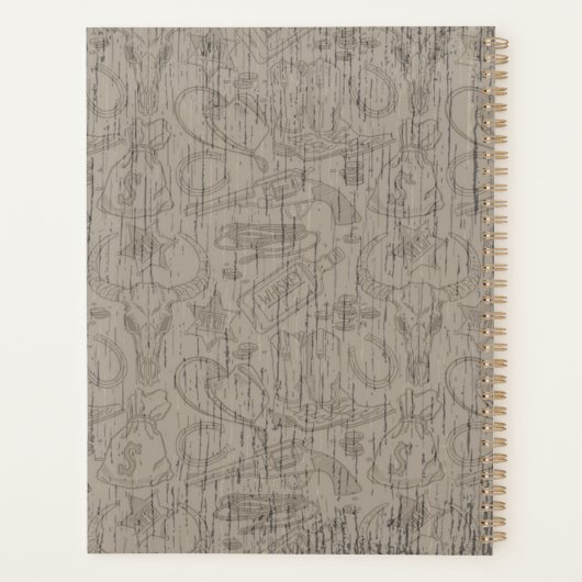 Eigen naam Cowboy Revolver Pistool Whiskey Saloon Planner (Achterkant)