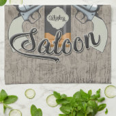 Eigen naam Cowboy Revolver Pistool Whiskey Saloon Theedoek (Gevouwen)