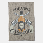 Eigen naam Cowboy Revolver Pistool Whiskey Saloon Theedoek (Verticaal)