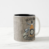 Eigen naam Cowboy Revolver Pistool Whiskey Saloon Tweekleurige Koffiemok (Voorkant rechts)