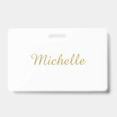 Eigen Naam Creatieve Trendy Gouden Kleur Script Badge (Voorzijde)