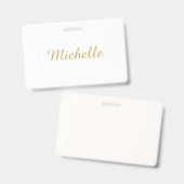 Eigen Naam Creatieve Trendy Gouden Kleur Script Badge (Voor- en achterkant)