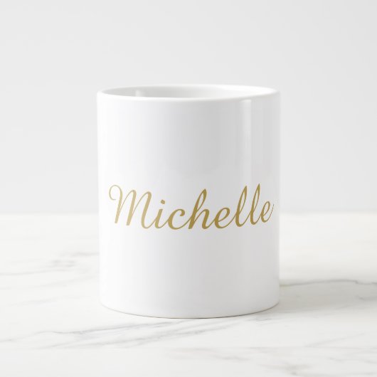 Eigen Naam Creatieve Trendy Gouden Kleur Script Grote Koffiekop (Voorkant)