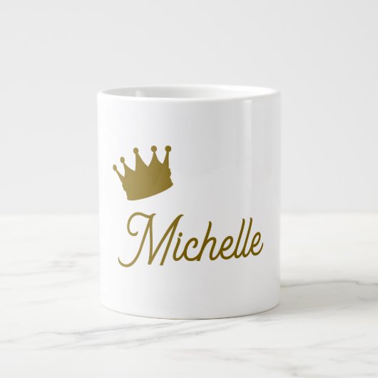 Eigen Naam Creatieve Trendy Gouden Kleur Script Grote Koffiekop (Voorkant)