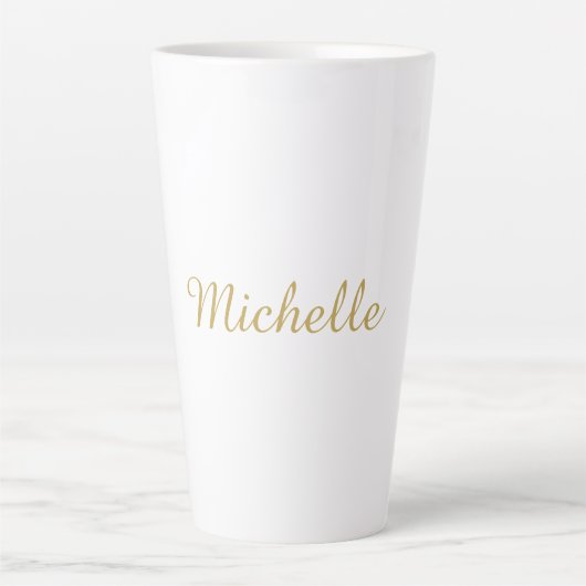 Eigen Naam Creatieve Trendy Gouden Kleur Script Latte Mok (Voorkant)