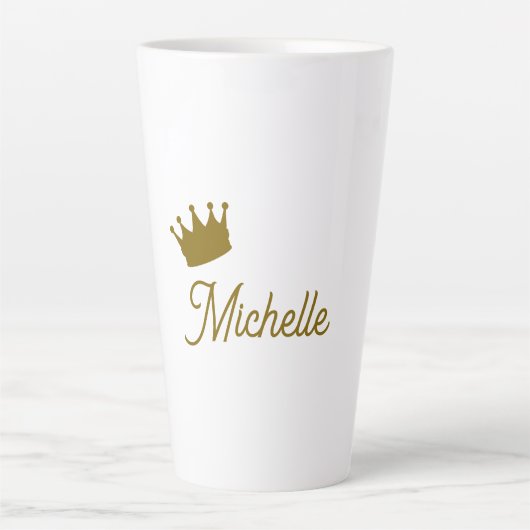 Eigen Naam Creatieve Trendy Gouden Kleur Script Latte Mok (Voorkant)