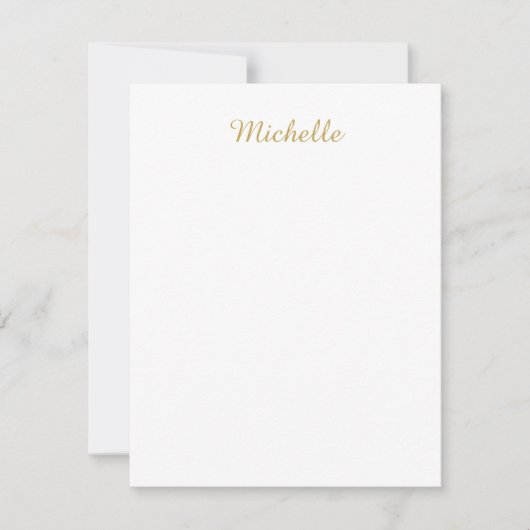 Eigen Naam Creatieve Trendy Gouden Kleur Script Notitiekaartje (Voorkant)