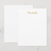 Eigen Naam Creatieve Trendy Gouden Kleur Script Notitiekaartje (Voorkant / Achterkant)