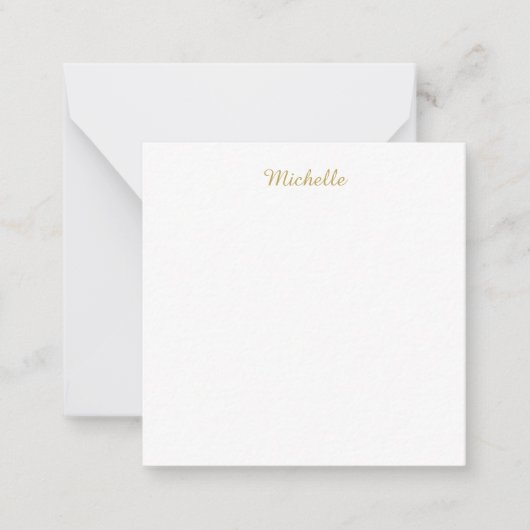 Eigen Naam Creatieve Trendy Gouden Kleur Script Notitiekaartje (Voorkant)