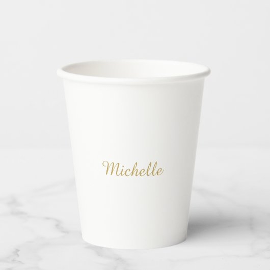 Eigen Naam Creatieve Trendy Gouden Kleur Script Papieren Bekers (Voorkant)