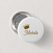 Eigen Naam Creatieve Trendy Gouden Kleur Script Ronde Button 3,2 Cm (Voorkant /achterkant)