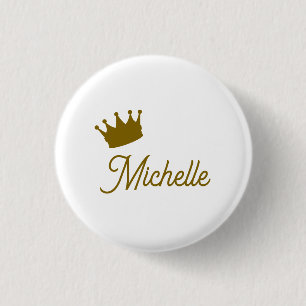 Eigen Naam Creatieve Trendy Gouden Kleur Script Ronde Button 3,2 Cm
