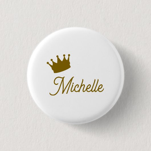 Eigen Naam Creatieve Trendy Gouden Kleur Script Ronde Button 3,2 Cm (Voorkant)