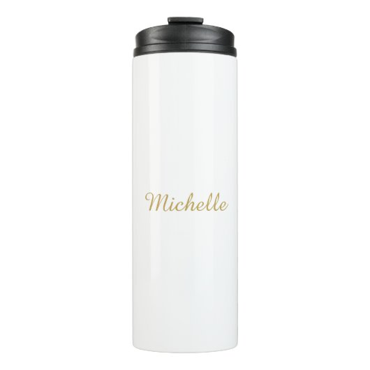 Eigen Naam Creatieve Trendy Gouden Kleur Script Thermosbeker (Voorkant)