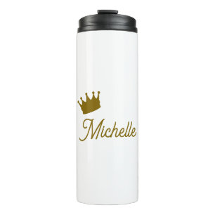 Eigen Naam Creatieve Trendy Gouden Kleur Script Thermosbeker