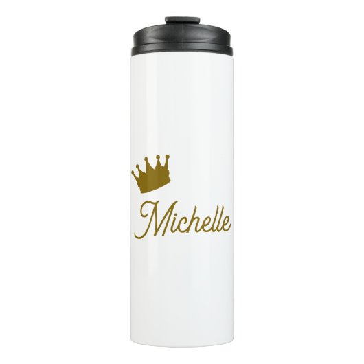 Eigen Naam Creatieve Trendy Gouden Kleur Script Thermosbeker (Voorkant)