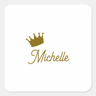 Eigen Naam Creatieve Trendy Gouden Kleur Script Vierkante Sticker