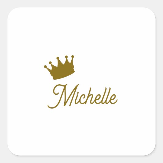 Eigen Naam Creatieve Trendy Gouden Kleur Script Vierkante Sticker (Voorkant)