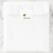 Eigen Naam Creatieve Trendy Gouden Kleur Script Vierkante Sticker (Tas)
