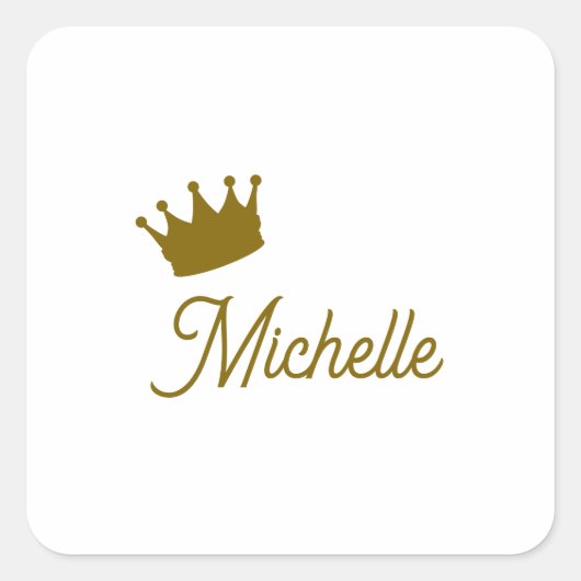 Eigen Naam Creatieve Trendy Gouden Kleur Script Vierkante Sticker (Voorkant)
