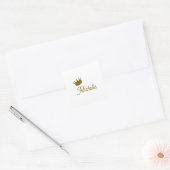 Eigen Naam Creatieve Trendy Gouden Kleur Script Vierkante Sticker (Envelop)