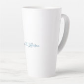 Eigen Naam Creatieve Trendy Witte Oceaanblauw Latte Mok (Rechterhoek)