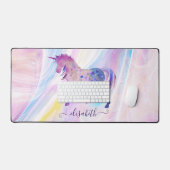 Eigen naam crème en meisjesachtig Paars en roze Un Bureaumat (Keyboard & Muis)